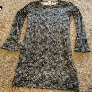Gray lace Print Michael kors bell Sleeve Dress